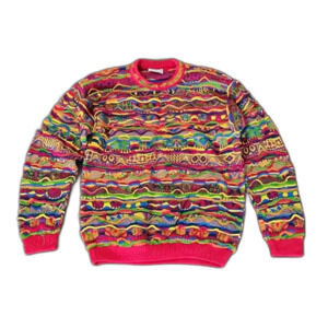 COOGI Australia Multicolor 3D Knit Cotton Biggie Rainbow Sweater, Size L